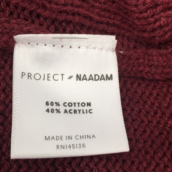 PROJECT Naadam Ruffle Cable Knit Sweater Mock Neck Burgundy Maroon Small - Picture 9 of 9